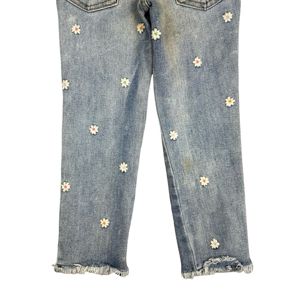 Cat & Jack Jeans Girls 4T Blue Denim Super Stretch Skinny Embroidered Floral - Picture 7 of 8